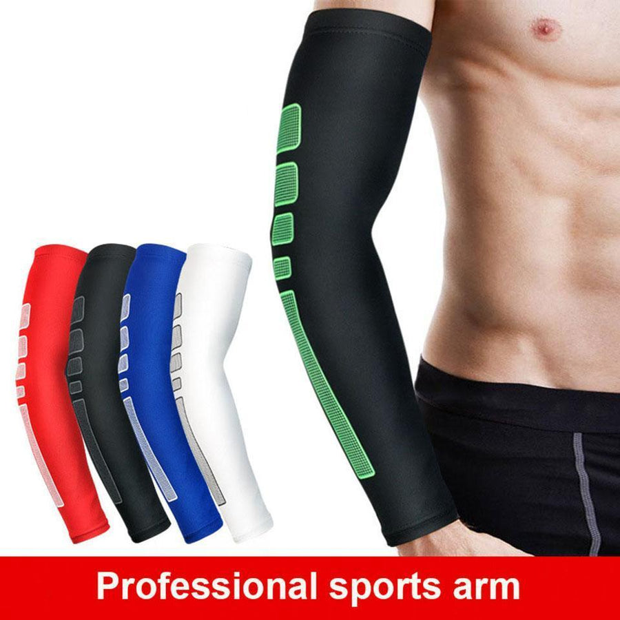 1Pcs Non-Slip Silicone Uv Protection Arm Warmers Basketball Elbow Pads Sport-Arm Sleeves-Bargain Bait Box-Black with Grey-M-Bargain Bait Box