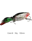 1Pc 13Cm Jointed Duck Fishing Lure 35G Artificial Fish Wobbler Swimbait 5-Fishing Lures-Mmlong outdoor product Store-B Green Crystal-Bargain Bait Box