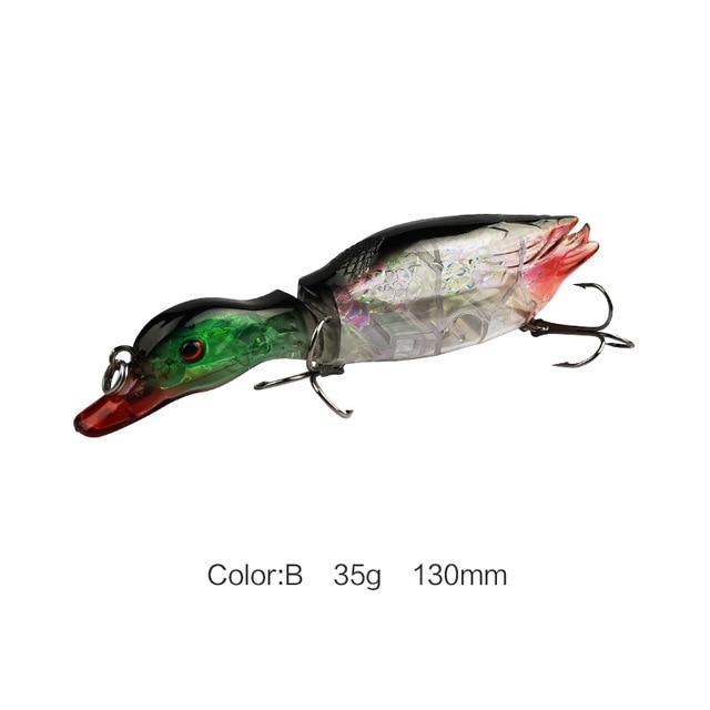 1Pc 13Cm Jointed Duck Fishing Lure 35G Artificial Fish Wobbler Swimbait 5-Fishing Lures-Mmlong outdoor product Store-B Green Crystal-Bargain Bait Box