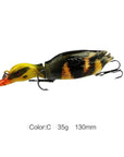 1Pc 13Cm Jointed Duck Fishing Lure 35G Artificial Fish Wobbler Swimbait 5-Fishing Lures-Mmlong outdoor product Store-C Yellow Brown-Bargain Bait Box