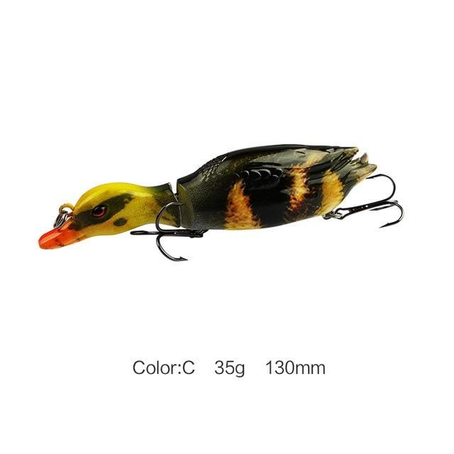 1Pc 13Cm Jointed Duck Fishing Lure 35G Artificial Fish Wobbler Swimbait 5-Fishing Lures-Mmlong outdoor product Store-C Yellow Brown-Bargain Bait Box