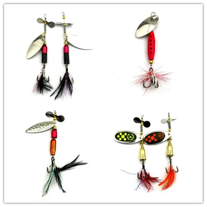 1Pc 4 Style Sequin Bass Spoon Spinnerbait Metal Feather Fishing Tackle Hooks-Inline Spinners-Bargain Bait Box-SP176-Bargain Bait Box
