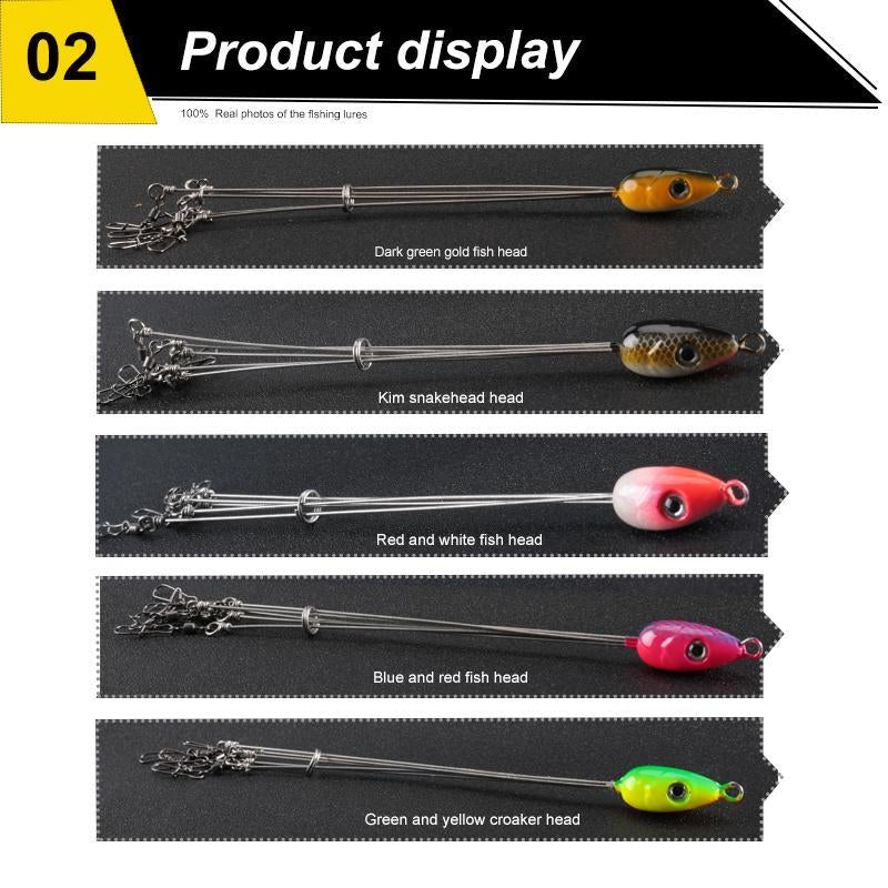 1Pc 5 Arms Rig Fishing Lures Bass Barrel Swivel Umbrella Jigs Artificial Baits-DONQL Outdoors Store-Red-Bargain Bait Box