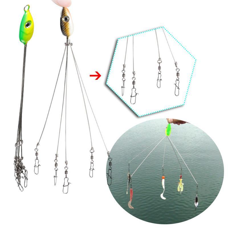 1Pc 5 Arms Rig Fishing Lures Bass Barrel Swivel Umbrella Jigs Artificial Baits-DONQL Outdoors Store-Red-Bargain Bait Box
