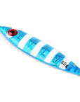 1Pc 50G 3D Eyes Laser Body Back Luminous Metal Jig Lure Paillette Knife-Fishing Tackle-Blue White 50G-Bargain Bait Box