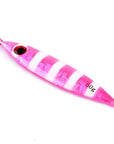 1Pc 50G 3D Eyes Laser Body Back Luminous Metal Jig Lure Paillette Knife-Fishing Tackle-Pink White 50G-Bargain Bait Box