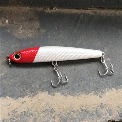 1Pc 70Mm 7G Pencil Flutter Stick Bait Woobber Fishing Tackle Hard Pencil Lure-Lipless Baits-Bargain Bait Box-red head with white-Bargain Bait Box