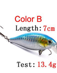 1Pc 7Cm 13.4G Fishing Lures Bait 3D Eye Minnow Lure Bass Crankbait With Jig Hook-Super Online Technology Co., Ltd-B-Bargain Bait Box