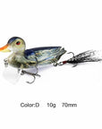 1Pc 7Cm Floating Duck Swimbait Fishing Lures Bait 10G 2 Section Jointed Bass-Fishing Lures-Mmlong outdoor product Store-D Grey Multi-Bargain Bait Box