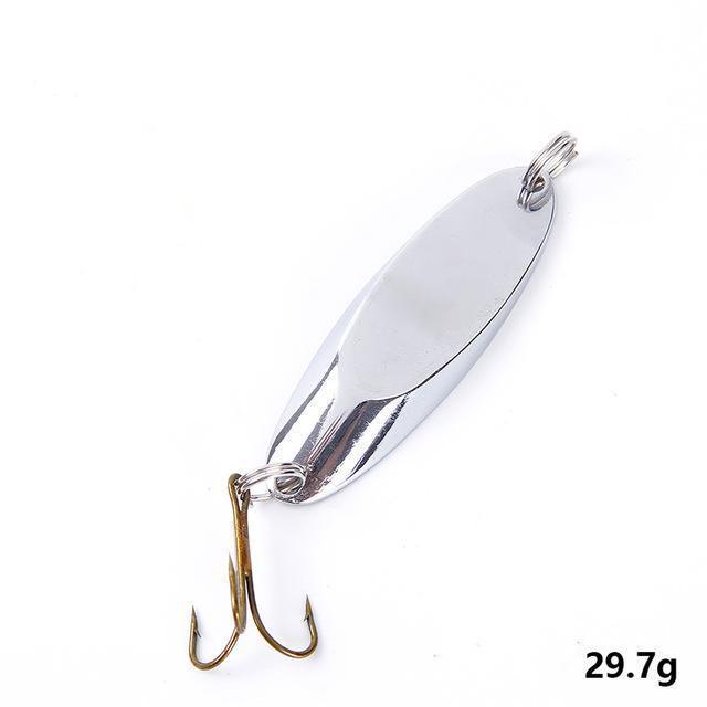 1Pc 7G 10G 28G 32G 50G Fishing Lure Spoon With Treble Hook Peche Long Shot Metal-FISH KING First franchised Store-Silver3-Bargain Bait Box