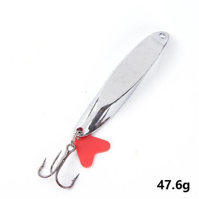 1Pc 7G 10G 28G 32G 50G Fishing Lure Spoon With Treble Hook Peche Long Shot Metal-FISH KING First franchised Store-Silver5-Bargain Bait Box