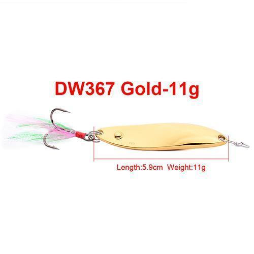 1Pc Fishing Lure Gold/Silver Color Spoon Lures 4#/6# Hook Fishing Tackle-TOPBASS Store-Gold 11g-Bargain Bait Box