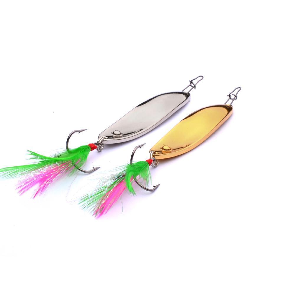 1Pc Fishing Lure Gold/Silver Color Spoon Lures 4