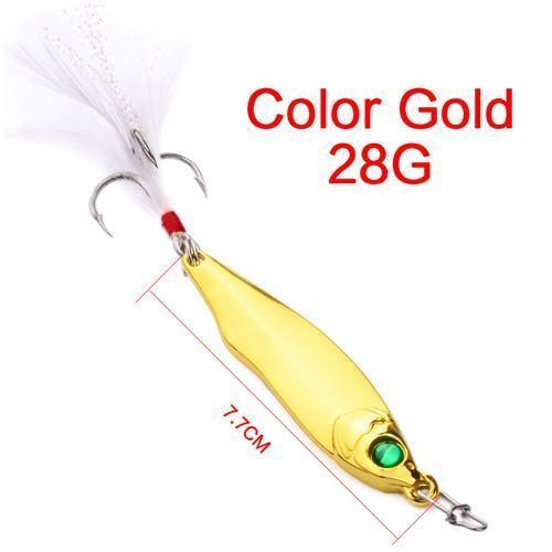 1Pc Spoon Lure 10G/15G/20G/28G/35G Metal Fishing Bait 2 Colors Spoon Bass-ProberosFishing Store-Gold 28G-Bargain Bait Box