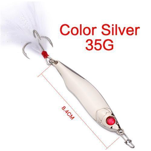 1Pc Spoon Lure 10G/15G/20G/28G/35G Metal Fishing Bait 2 Colors Spoon Bass-ProberosFishing Store-Silver 35G-Bargain Bait Box