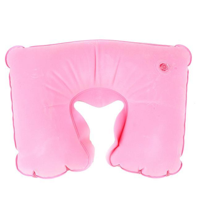 1Pc U Shape Neck Rest Air Inflatable Pillow Outdoor Tool Plane Camping Train-eGeek-pink-Bargain Bait Box