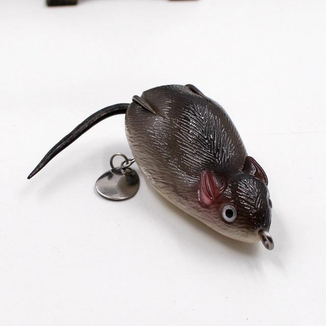 1Pcs 3D Eyes Bells Sound 6.5Cm18.3G Black Soft Mouse Bait For Snakehead Hooks-Deep Sea Sporting Goods-Bargain Bait Box