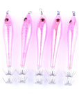 1Pcs 3D Eyes Luminous Light Wood Shrimp Lure 9Cm 6G Squid Hook Bait For-Deep Sea Sporting Goods-Pink-Bargain Bait Box