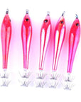 1Pcs 3D Eyes Luminous Light Wood Shrimp Lure 9Cm 6G Squid Hook Bait For-Deep Sea Sporting Goods-Rose Red-Bargain Bait Box