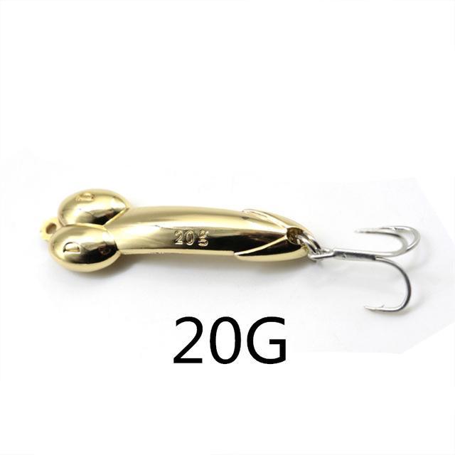 1Pcs 5Cm 5 10 15 20G Gold/Sliver Sequins Penis Spoon With Hooks Hard Metal-Deep Sea Sporting Goods-20g Gold-Bargain Bait Box