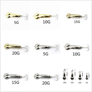 1Pcs 5Cm 5 10 15 20G Gold/Sliver Sequins Penis Spoon With Hooks Hard Metal-Deep Sea Sporting Goods-5g Gold-Bargain Bait Box