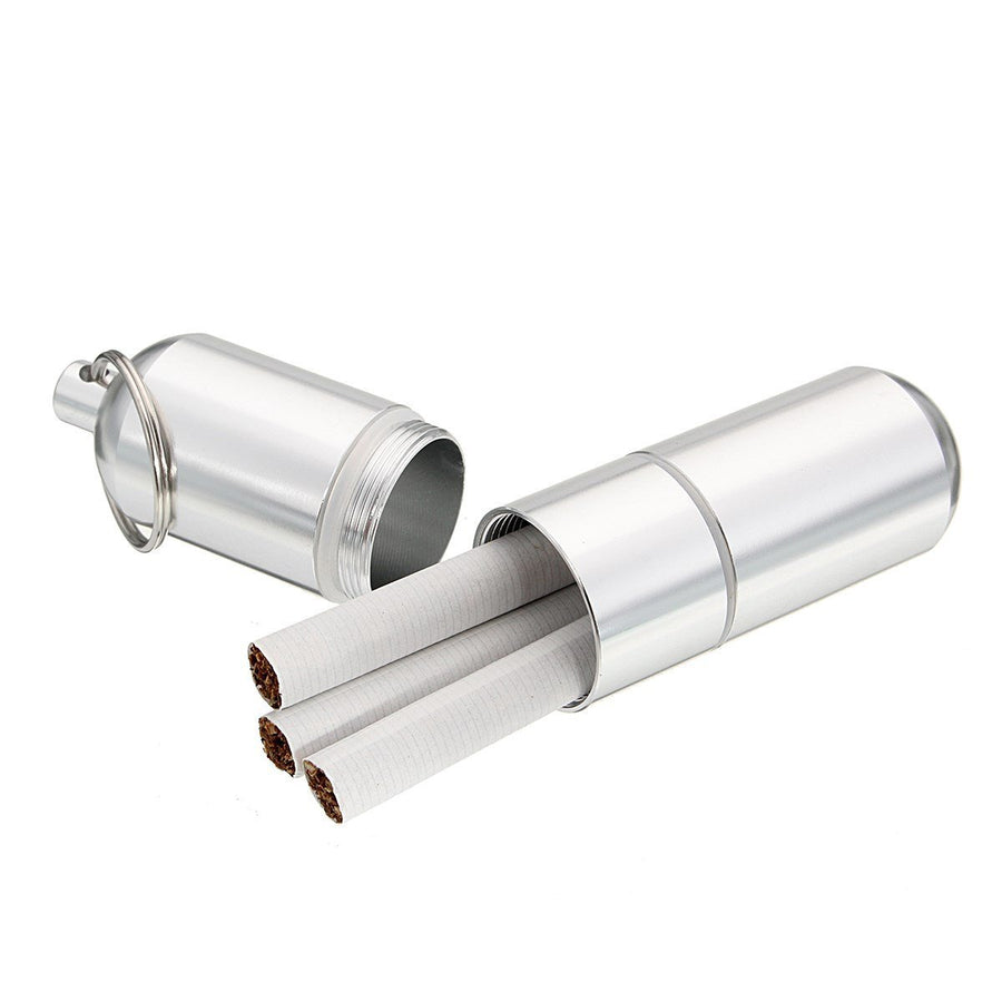 1Pcs 9.5Cm Aluminum Alloy Capsule Key Ring Chain Case Pill Smoke Storage Box-GoteCool Outdoor Store-Bargain Bait Box