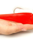 1Pcs Bait 20Cm 300G Lead Fish Single Hook T Tail Bait Long S Sea Fishing Tackle-Rigged Plastic Swimbaits-Bargain Bait Box-Red-Bargain Bait Box