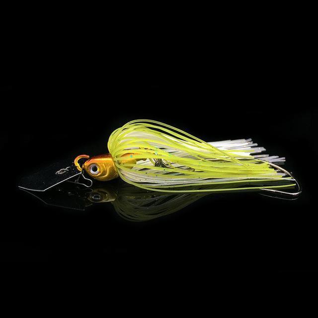 1Pcs Buzz Bait Fishing Lure Lead Head Metal Spoons Spinner Bait Bkk Crank Hook-YPYC Sporting Store-Yellow with white-Bargain Bait Box