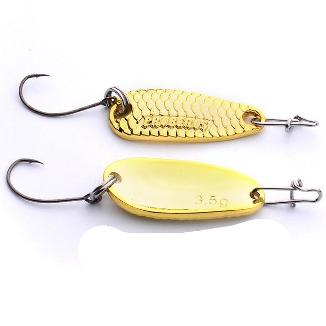 1Pcs High Quality Metal Scales Spoon 2.7Cm 2.5/3.5G 3D Eyes For Attract Sea Carp-Deep Sea Sporting Goods-3 gold 3point5 g-Bargain Bait Box