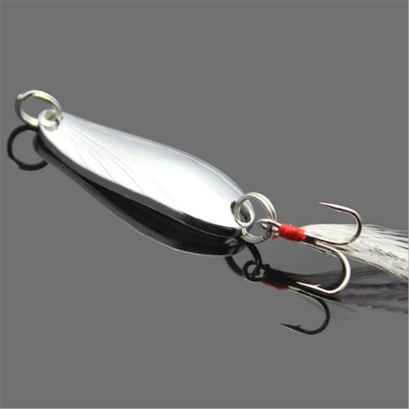 1Pcs Metal 3.4 Cm 3G/5G Gold Sliver Sequins With Feather Fishing Lures Spoon-FISHINAPOT Store-3g gold-Bargain Bait Box