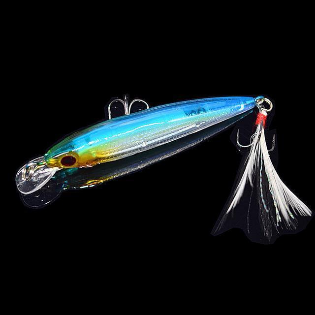 1Pcs Minnow 9Cm 8G Fishing Lure Wobbler With Feather Iscas Artificiais Para-PROLEURRE FISHING Store-J-Bargain Bait Box