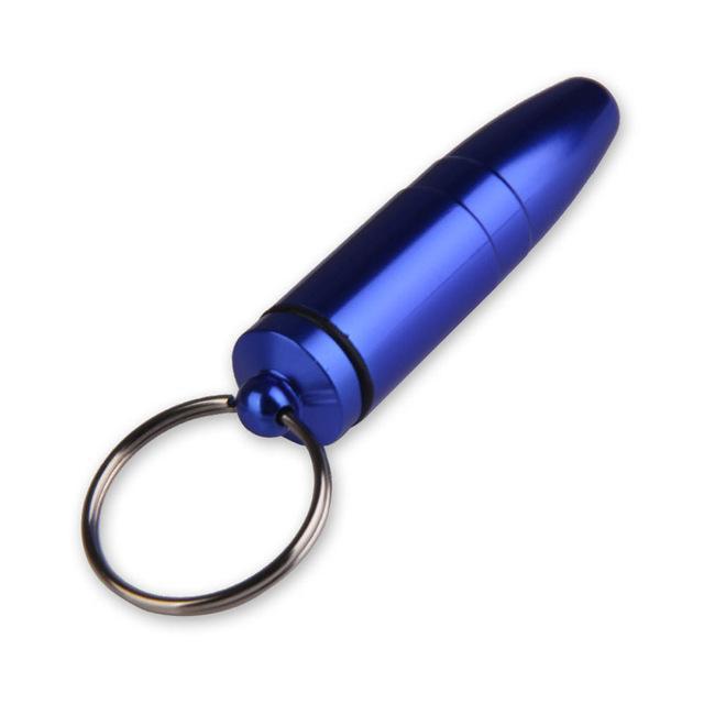 1Pcs Outdoor First Aid Small Bullet Shape Pill Bottle Box Keychain Medicine-Under the Stars123-Blue-Bargain Bait Box