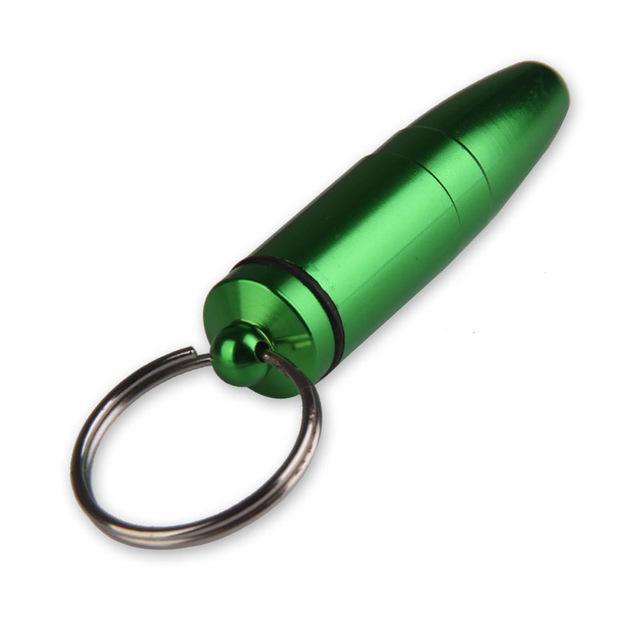 1Pcs Outdoor First Aid Small Bullet Shape Pill Bottle Box Keychain Medicine-Under the Stars123-Green-Bargain Bait Box