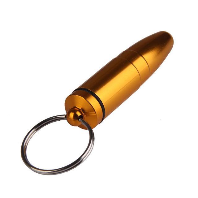 1Pcs Outdoor First Aid Small Bullet Shape Pill Bottle Box Keychain Medicine-Under the Stars123-Orange-Bargain Bait Box