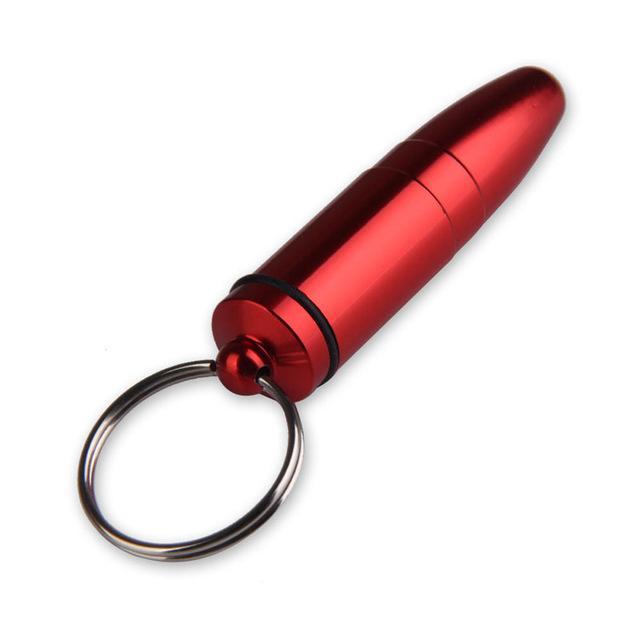 1Pcs Outdoor First Aid Small Bullet Shape Pill Bottle Box Keychain Medicine-Under the Stars123-Red-Bargain Bait Box