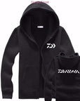 2 Colors Winter Daiwa Men Fishing Clothes Zipper Sweater Shirt Jacket-DAGAMA Fishing Store-Black long logo-S-Bargain Bait Box