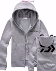 2 Colors Winter Daiwa Men Fishing Clothes Zipper Sweater Shirt Jacket-DAGAMA Fishing Store-Grey big logo-S-Bargain Bait Box