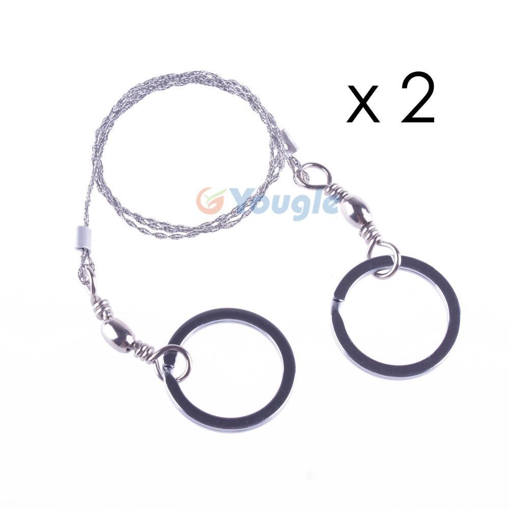 2 Pieces/Lot Emergency Survival Gear Stainless Steel Wire Saw Hand Chain Saw-YOUGLE store-Bargain Bait Box
