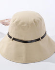 2020 Solid Color Belt Fashion Bucket Hats Women Outdoor Fishing Protection Cap-Women's Bucket Hats-High-end Accessory Store-beige-56-58cm-Bargain Bait Box