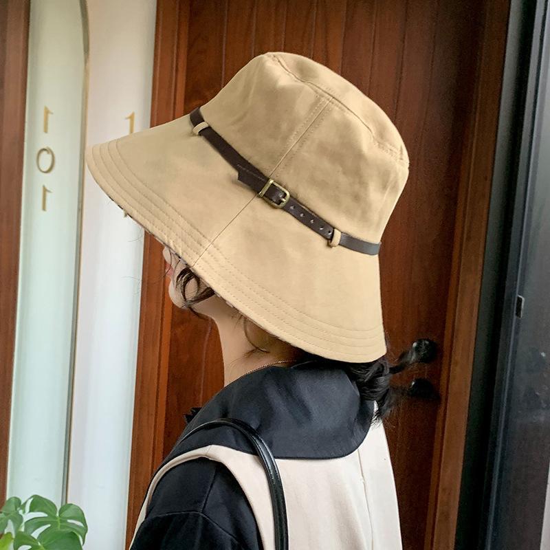 2020 Solid Color Belt Fashion Bucket Hats Women Outdoor Fishing Protection Cap-Women&#39;s Bucket Hats-High-end Accessory Store-Black-56-58cm-Bargain Bait Box