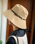 2020 Solid Color Belt Fashion Bucket Hats Women Outdoor Fishing Protection Cap-Women's Bucket Hats-High-end Accessory Store-Black-56-58cm-Bargain Bait Box