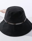 2020 Solid Color Belt Fashion Bucket Hats Women Outdoor Fishing Protection Cap-Women's Bucket Hats-High-end Accessory Store-Black-56-58cm-Bargain Bait Box