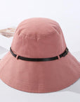 2020 Solid Color Belt Fashion Bucket Hats Women Outdoor Fishing Protection Cap-Women's Bucket Hats-High-end Accessory Store-pink-56-58cm-Bargain Bait Box