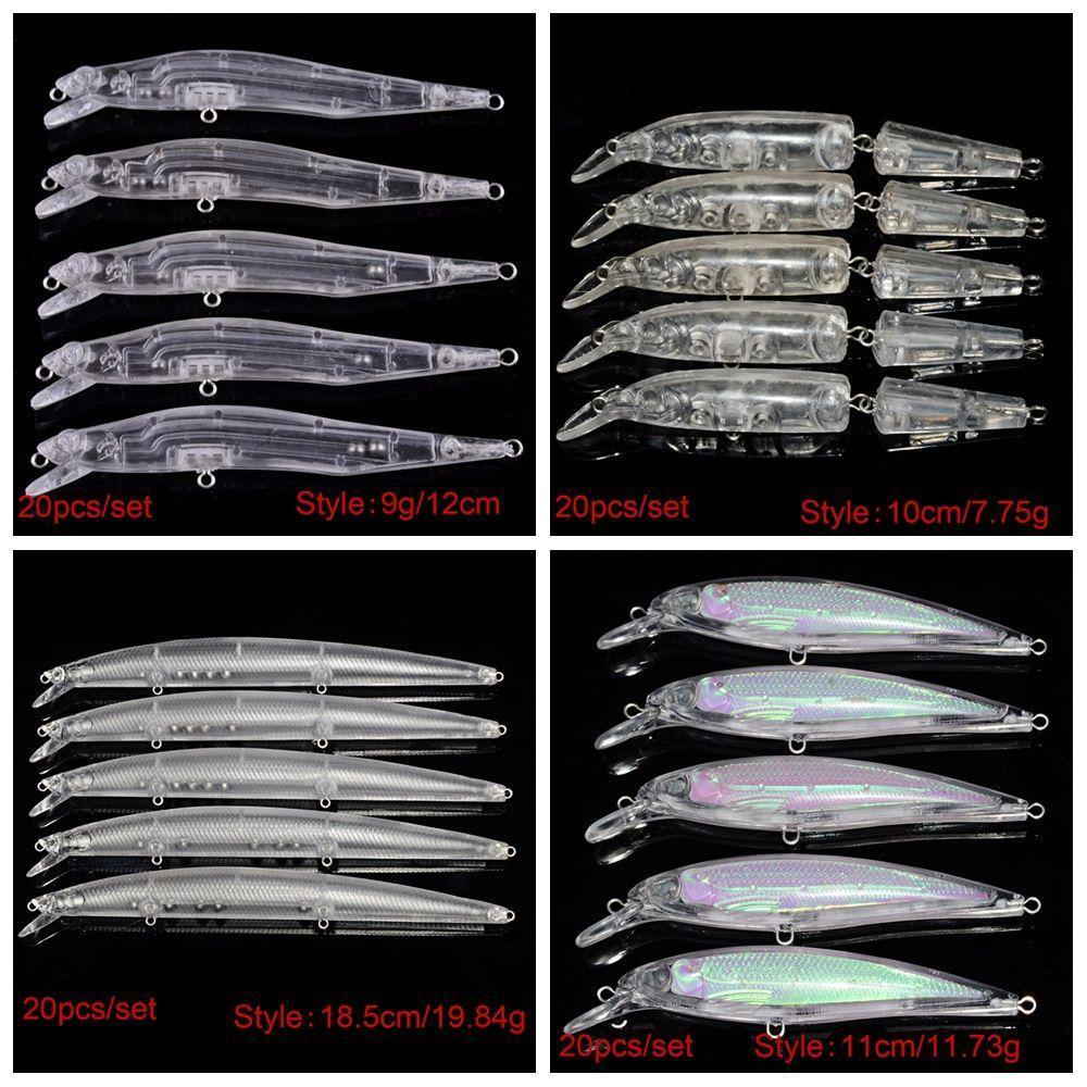 20Pcs Transparent Lifelike Eyes Bait Embryo Body Kinds Of Blank Crankbait-Blank &amp; Unpainted Lures-VeeBok Sport Technology Co., Ltd-9g-12cm-Bargain Bait Box