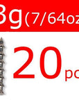 [ 20Pcs ] Wifreo Tungsten Nail Pin Weight Sinker Soft Bait Insert Weights 0.3G /-Tungsten Weights-Bargain Bait Box-20pcs 3g 7I64oz-Bargain Bait Box