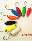 20Pcs Colorful 1.3G 2.4G Single Hook Hard Metal Spoon Fishing Tackle Hard-Professional Lure store-color1 set 1.3g-Bargain Bait Box