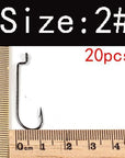 20Pcs High Carbon Steel Soft Bait Texas Group Hook Offset Shank Worm Hook Maggot-Wifreo store-Size 2 20PCS-Bargain Bait Box