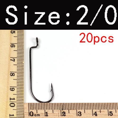 20Pcs High Carbon Steel Soft Bait Texas Group Hook Offset Shank Worm Hook Maggot-Wifreo store-Size 2I0 20PCS-Bargain Bait Box