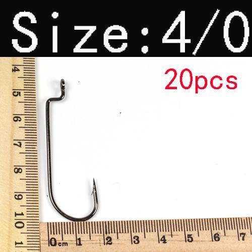 20Pcs High Carbon Steel Soft Bait Texas Group Hook Offset Shank Worm Hook Maggot-Wifreo store-Size 4I0 20PCS-Bargain Bait Box