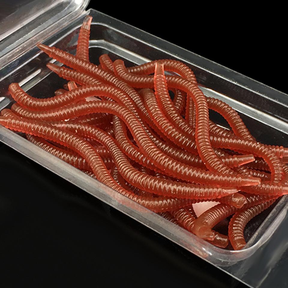 20Pcs Simulation Earthworm Red Fishing Worms Artificial Fishing Worms Fishy-AOLIFE Sporting Store-8cm-Bargain Bait Box